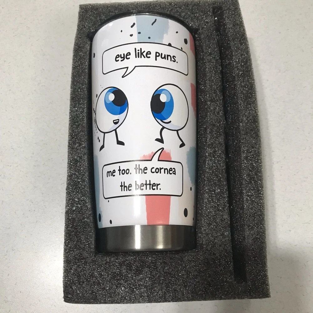 Optometrist Tumbler Stainless Steel 20oz Straws and Lid Eye Like Puns Funny Gift